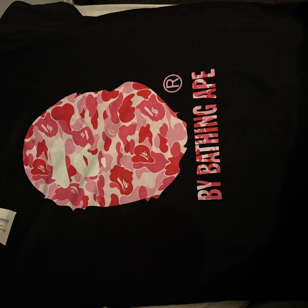 Bape Black Tee with Pink and White Camo Ape